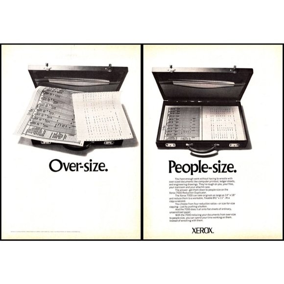 1972 Xerox 7000 Reduction Duplicator Copier Vintage Print Ad Briefcase Wall Art - Picture 1 of 3
